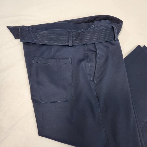 BANANA REPUBLIC Trendy Navy Wide Leg Crop Preppy Belted Pants Size 12 New NO Tag - Picture 12 of 16